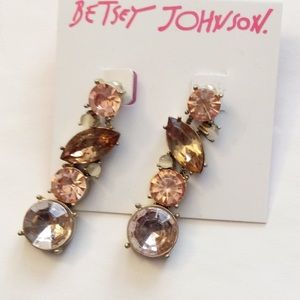 Betsey Johnson Rhinestone Dangle Earrings NWT
